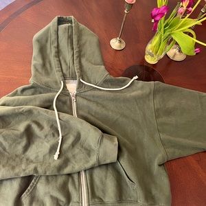 Hollister Green Cropped Full Zip Hoodie